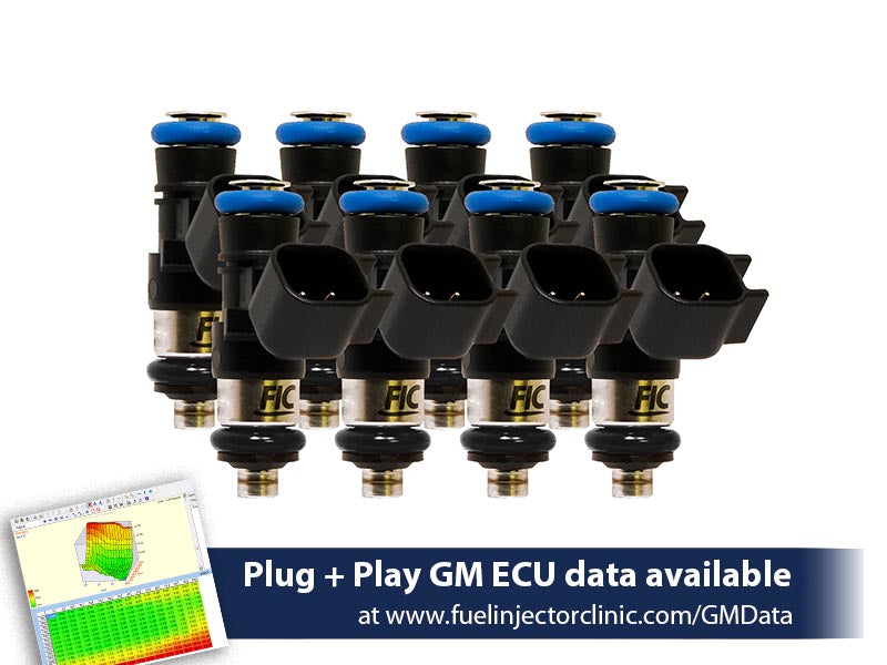 1000cc (100 lbs/hr at OE 58 PSI fuel pressure)  FIC Fuel Injector Clinic Injector Set for 6.2 Truck Motors ('09-'13) Injector Sets (High-Z) (is306-1000h)